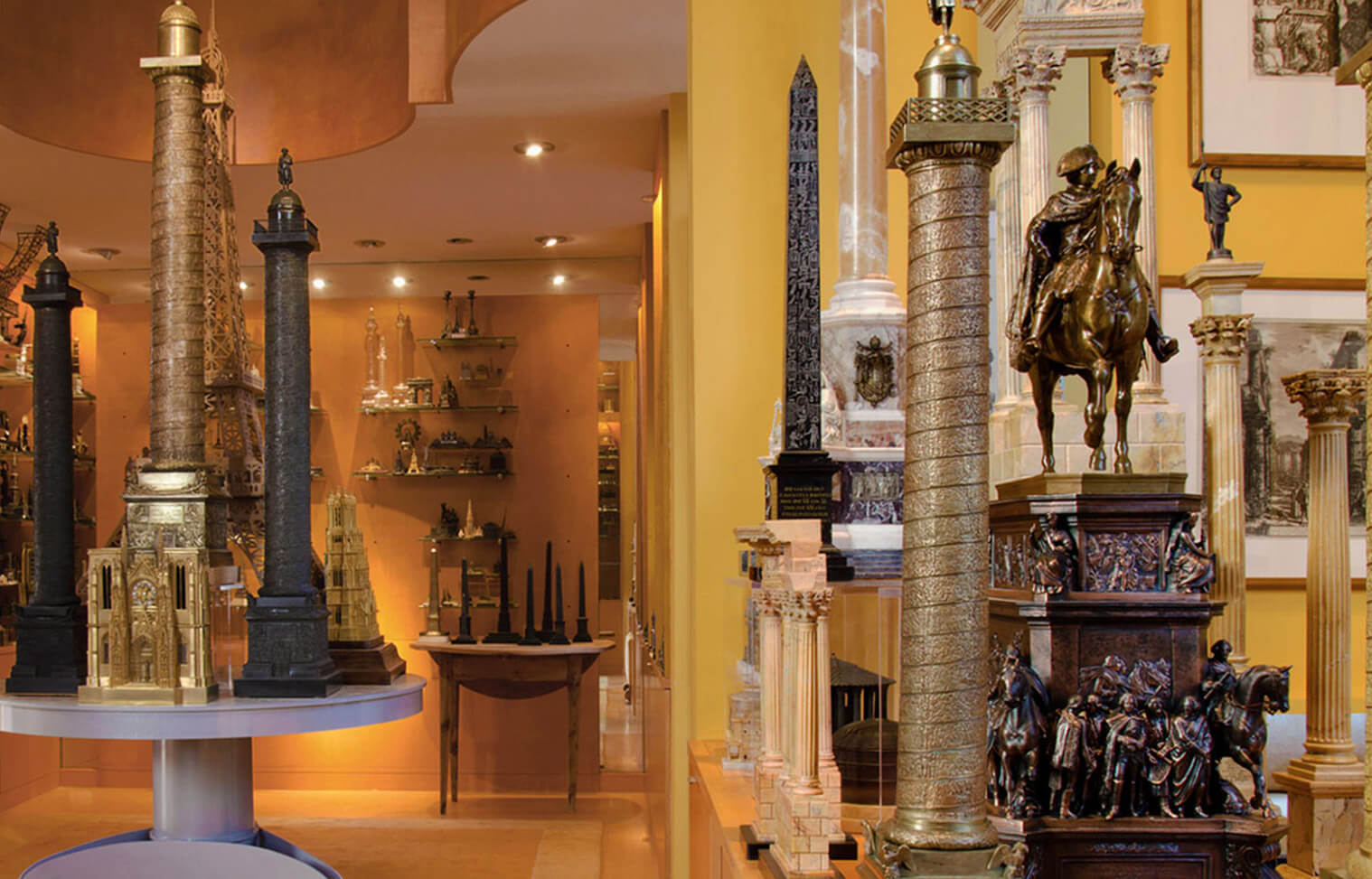 Piraneseum's collection Grand Tour Architectural Models fill a tall and light-filled gallery designed especially for them.